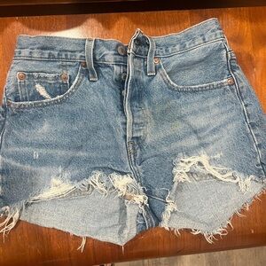 Levi's Blue Jean Shorts Distressed High-Waisted